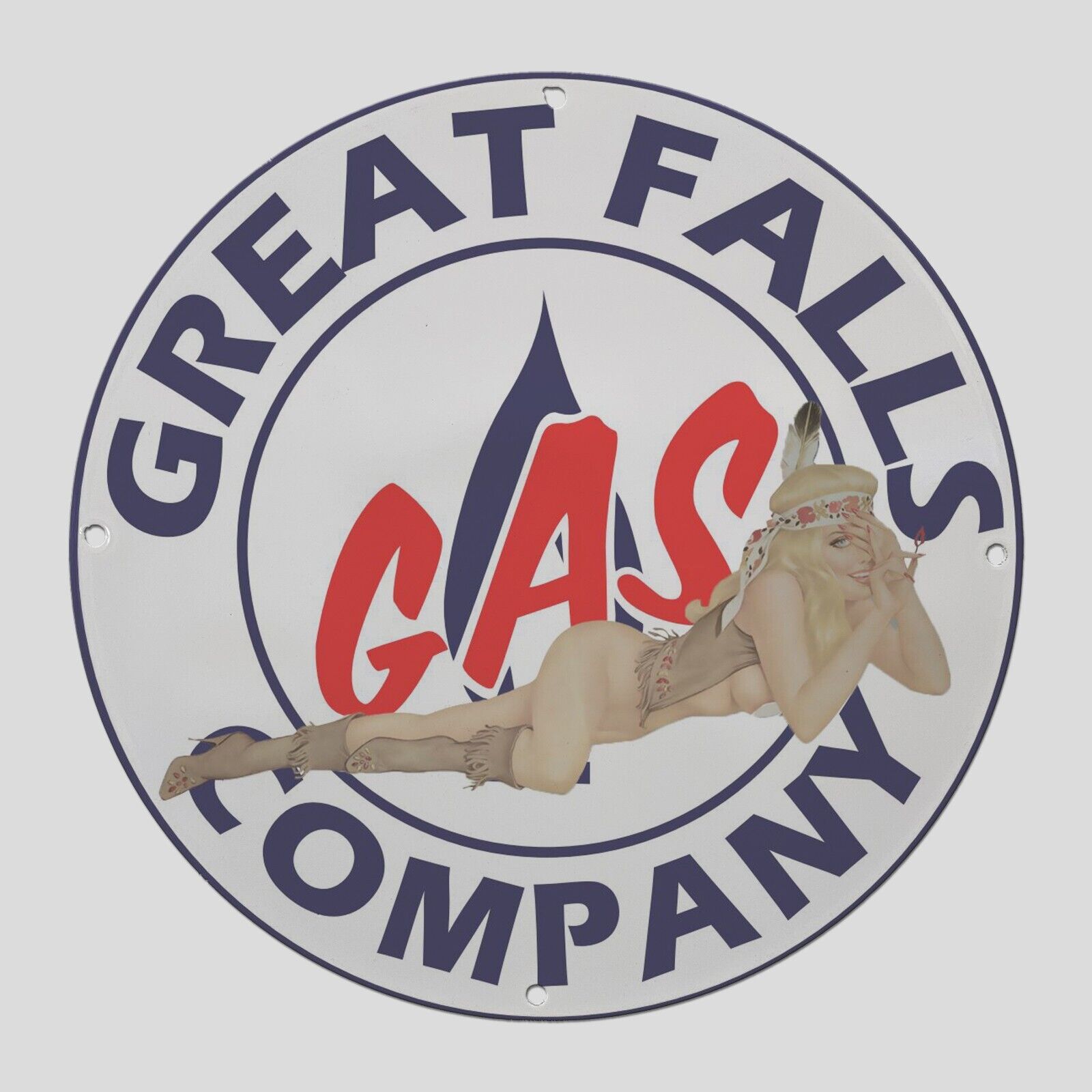 VINTAGE GAS GREAT FALLS 1986 OIL PORCELAIN  GAS PUMP  SIGN