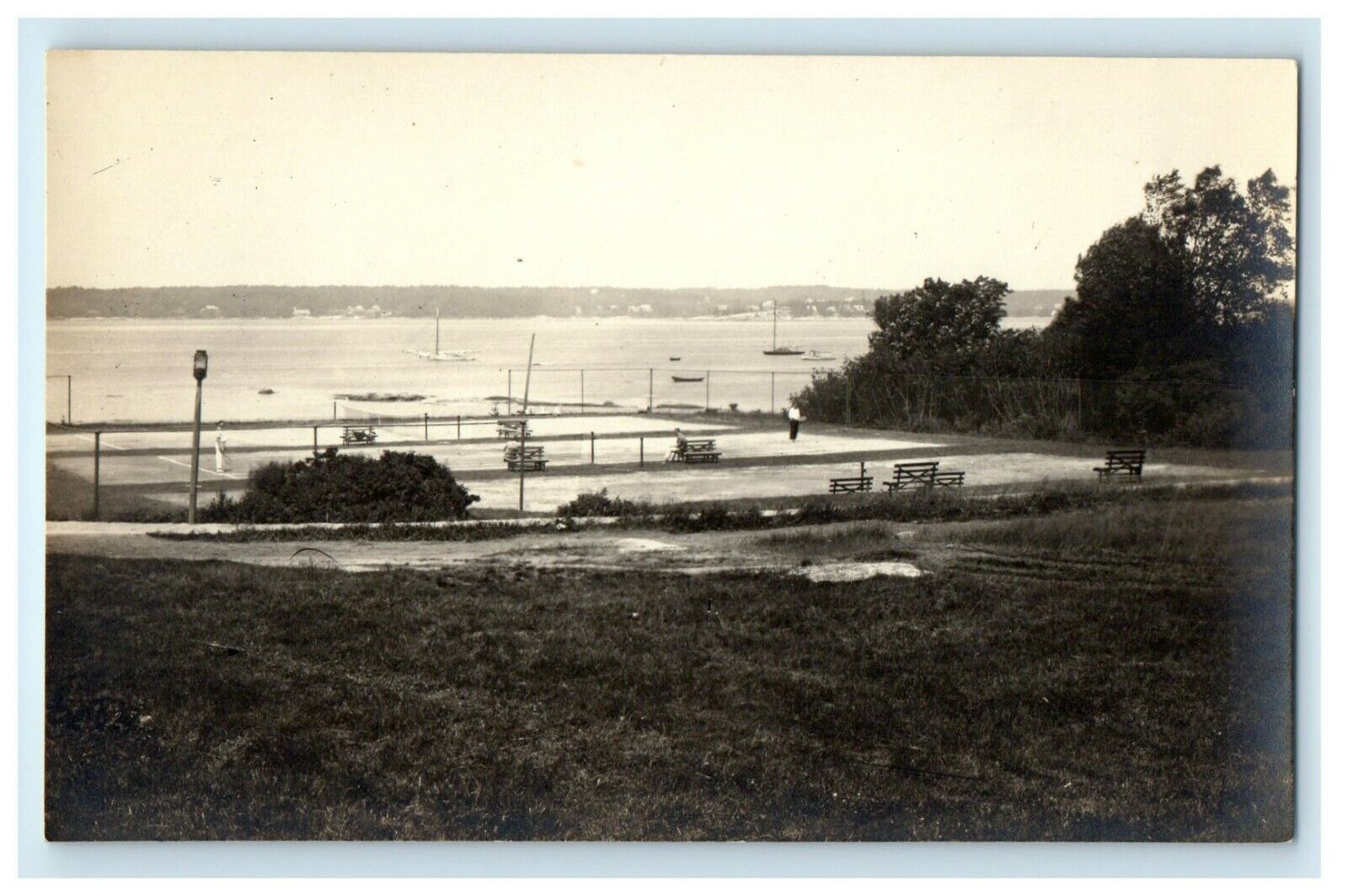 c1925 View of Tennis Court, Onset, Massachusetts MA RPPC Photo Antique Postcard
