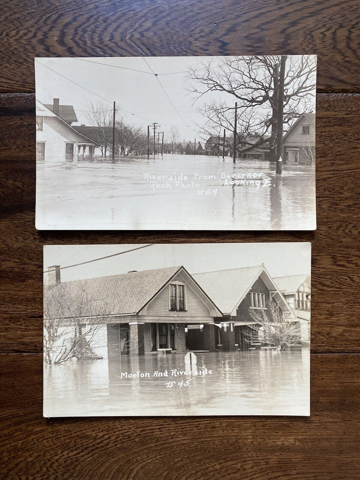 Evansville Indiana Flooded Streets Riverside Governor & Morton 2 Vintage Photos