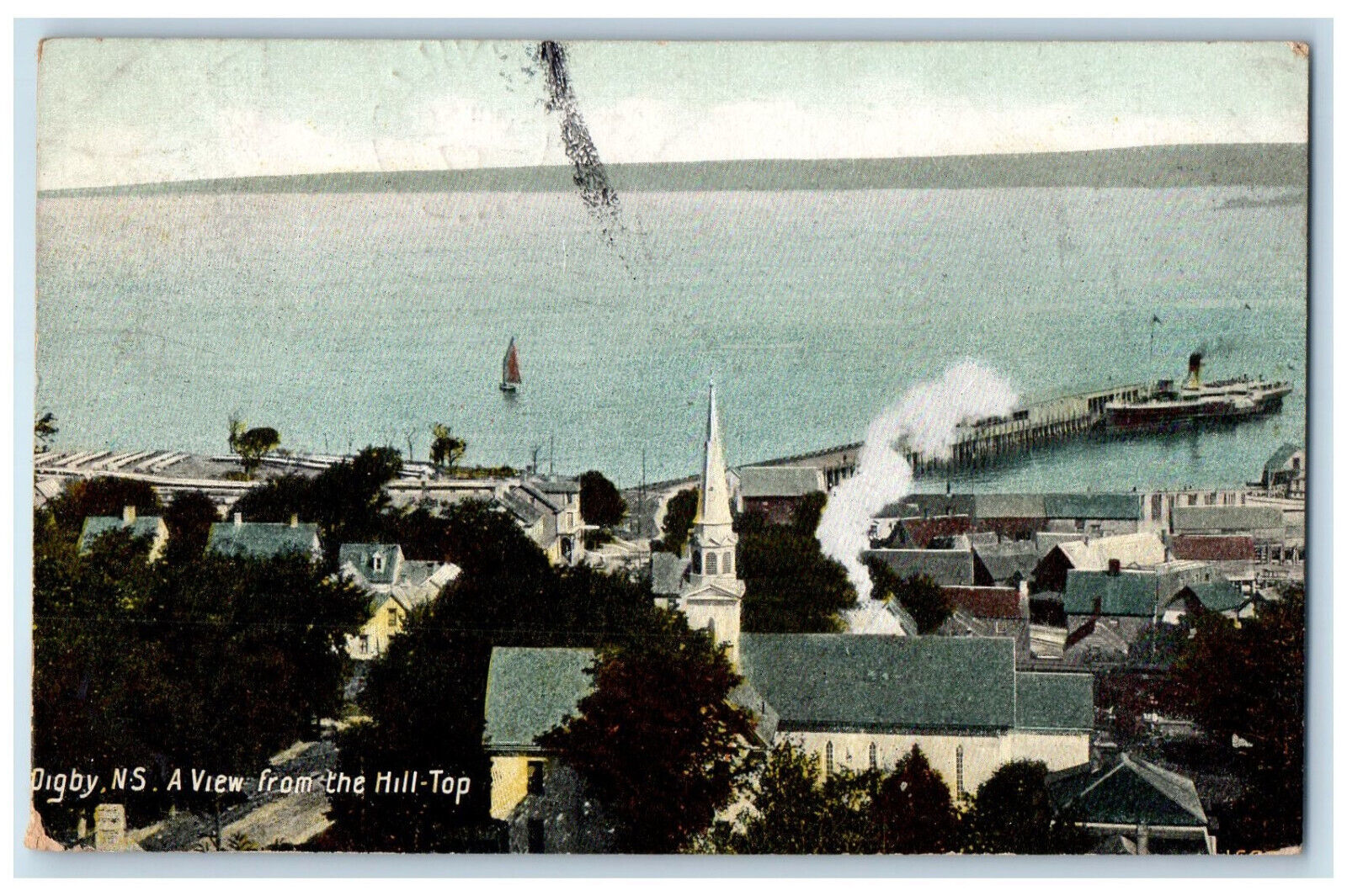Digby Nova Scotia Canada Postcard Aerial View from Hill Top 1907 Antique