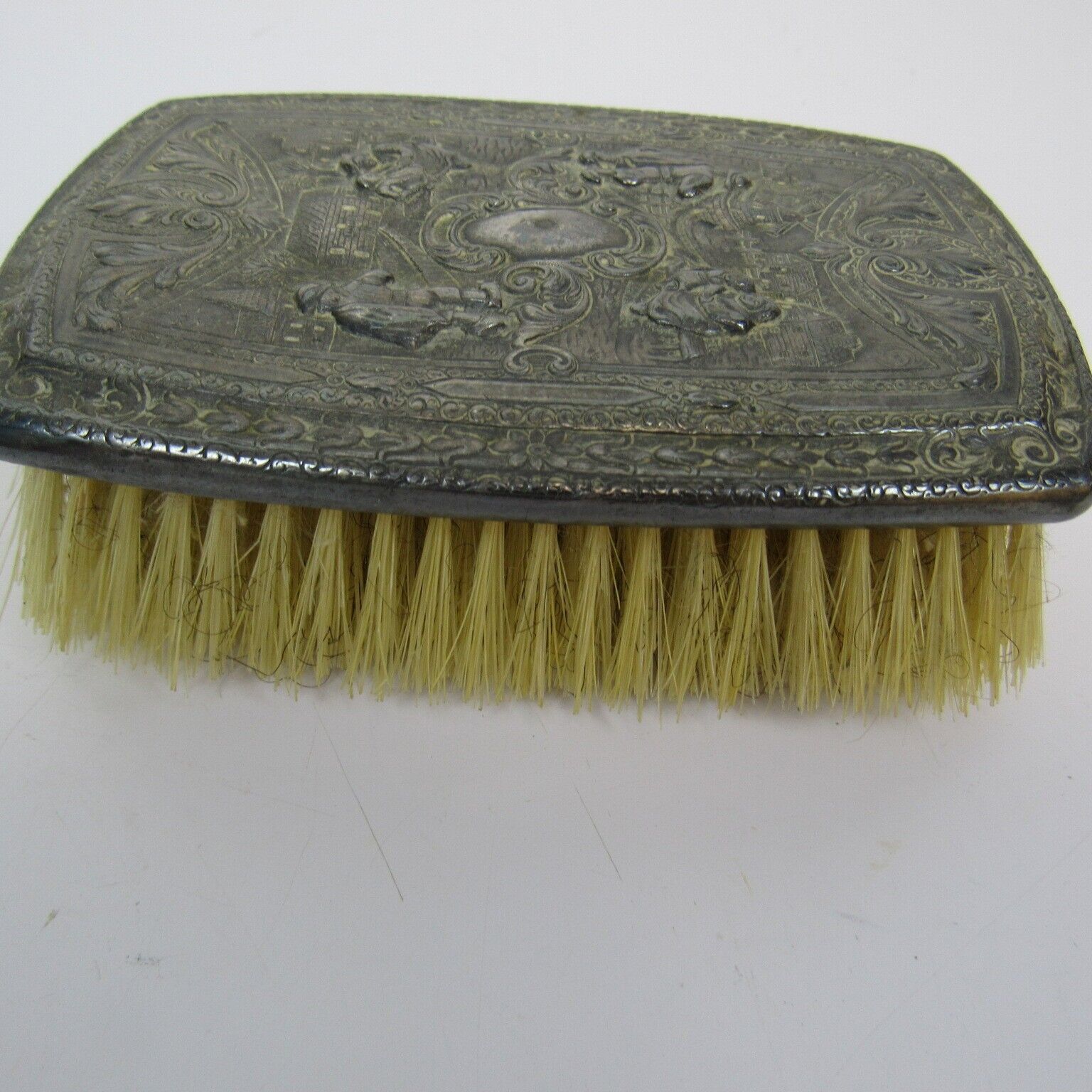 Sterling Silver Antique Vanity Hair Brush Art Nouvea Pattern Collectible S7