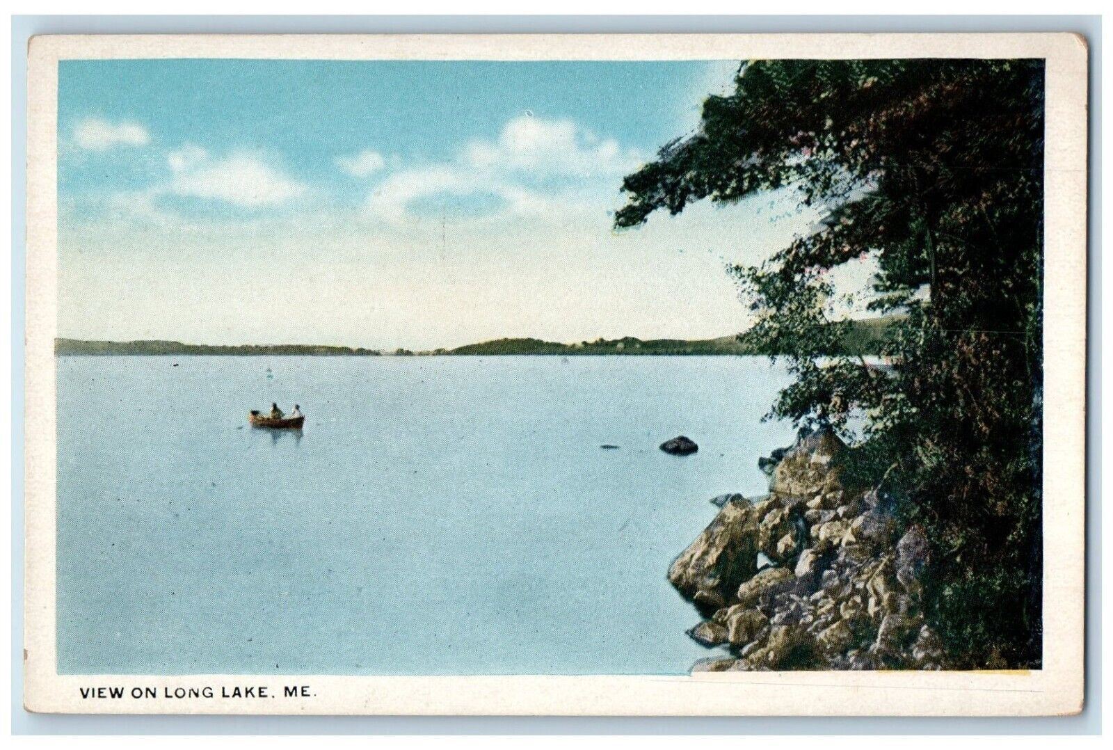 c1910's View On Long Lake Maine ME, Canoeing Unposted Antique Postcard