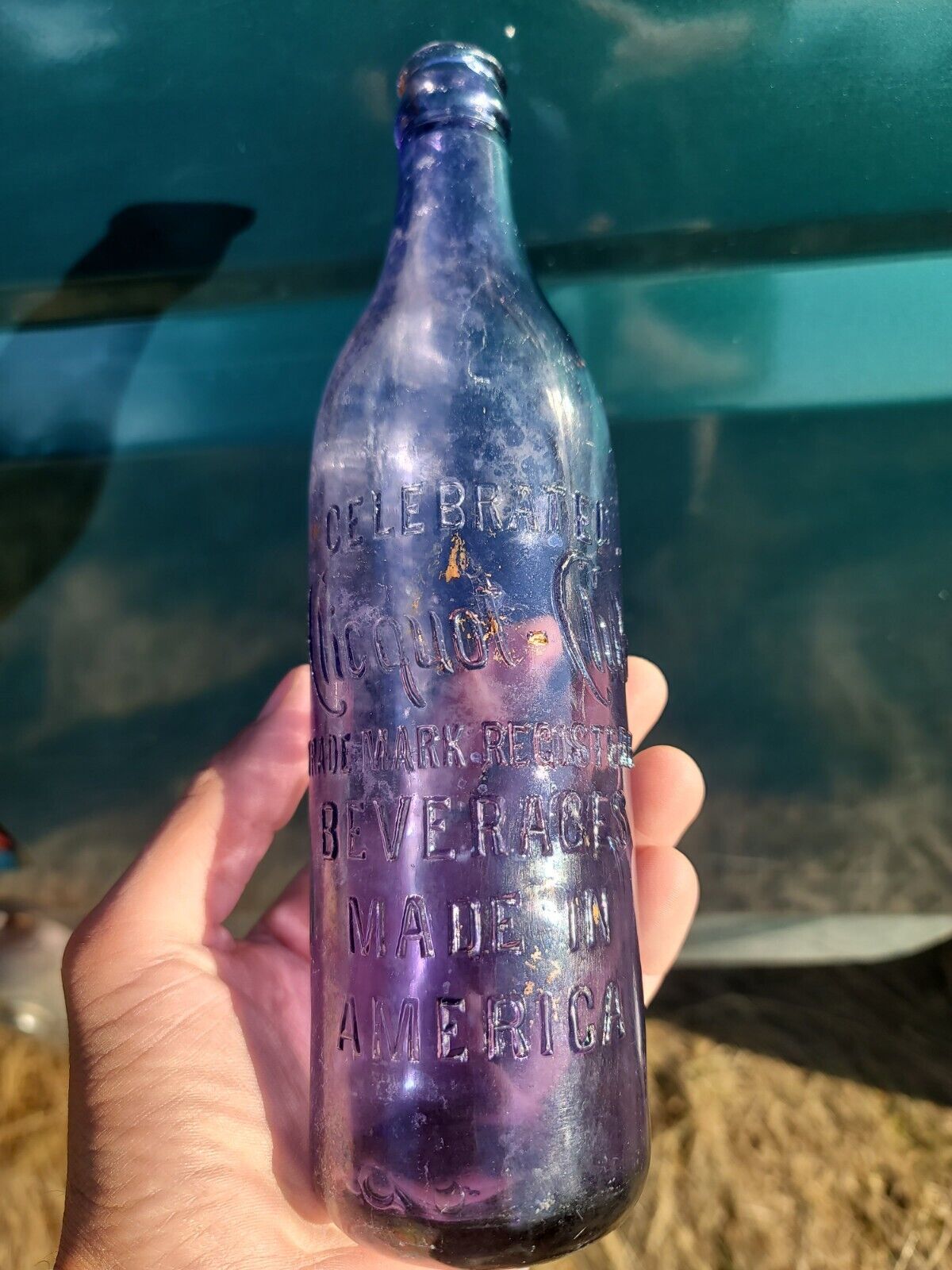 C. 1900 Deep Lavender Club Soda☆ 1 Antique Purple Clicquot Beverages Bottle 