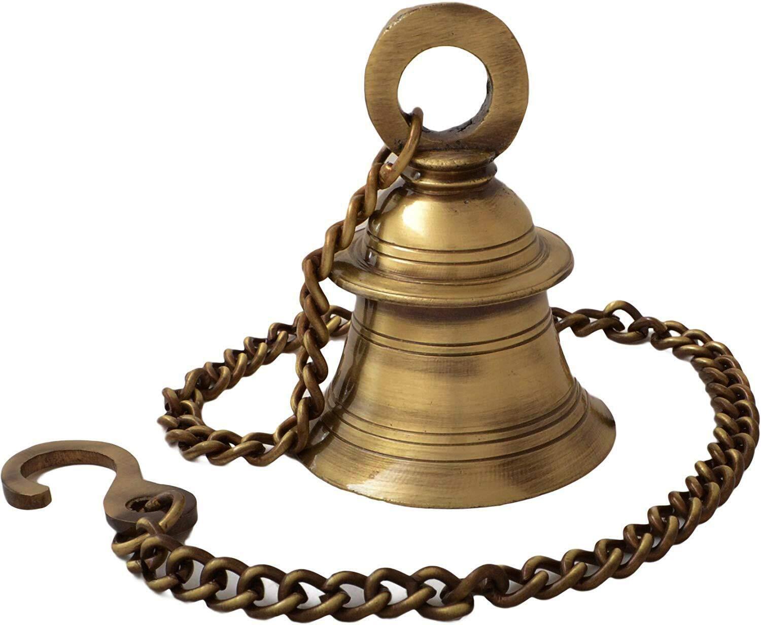 eSplanade - Brass Hanging Bell with Chain Brass Hanging Bell Ghanti Home Decor D