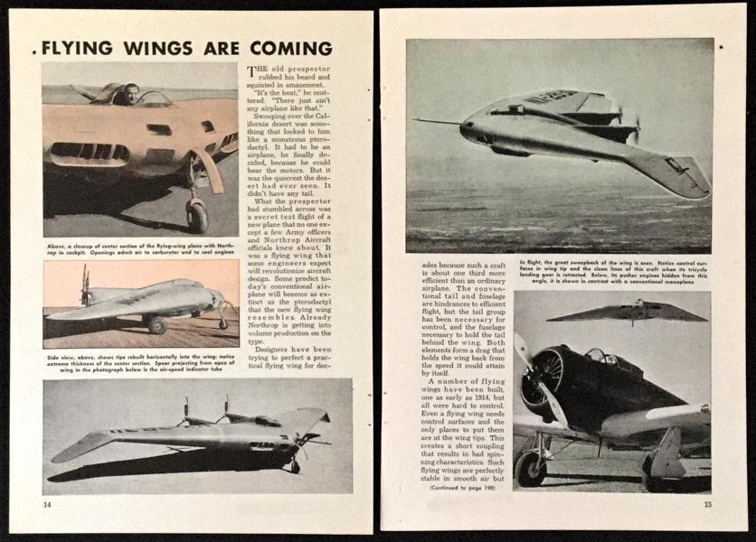 Northrop N-1M Flying Wing 1942 pictorial Experimental Aircraft \