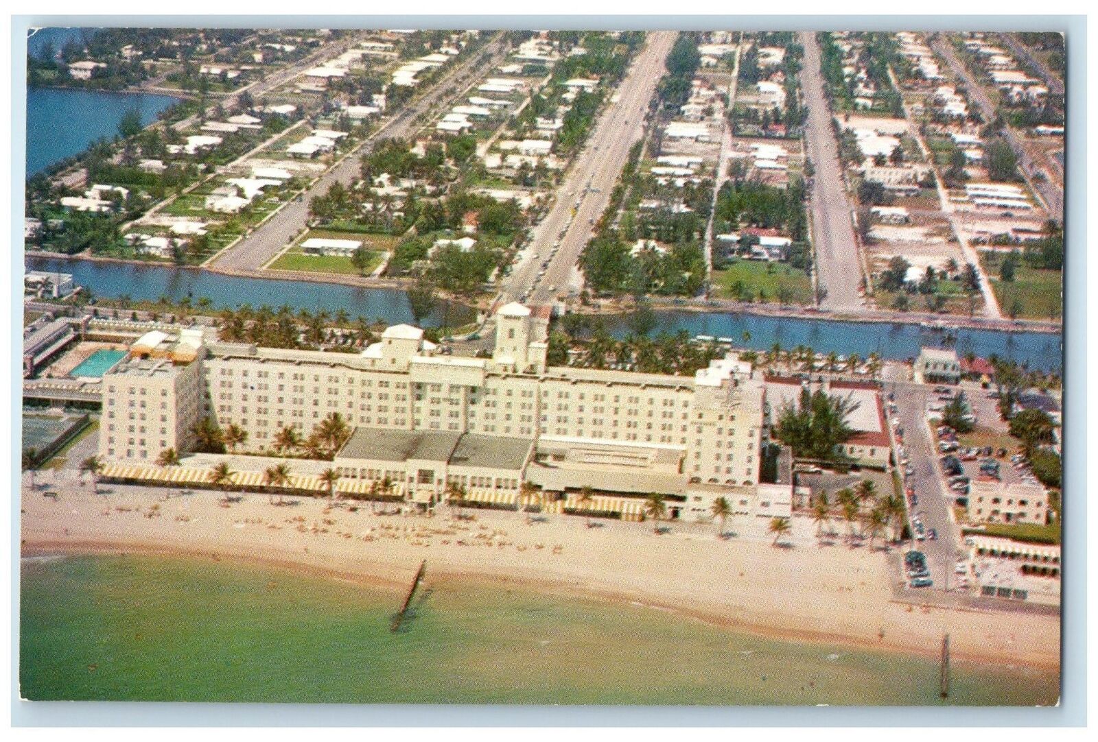 c1950 Aerial View Hollywood Beach Hotel Hollywood By The Sea Florida FL Postcard