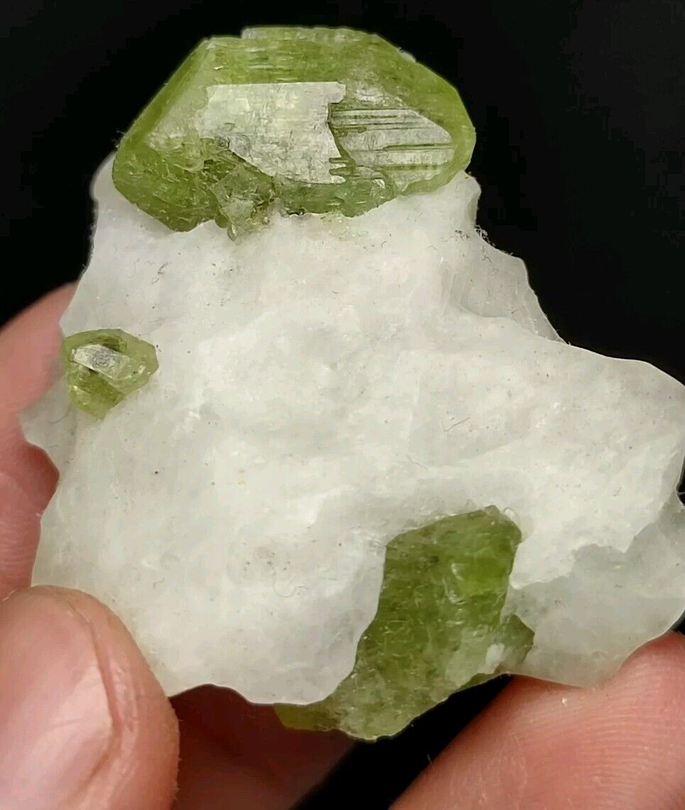 Chrome Diopside Crystals Grown On Calcite Making An Aesthetic Combination.