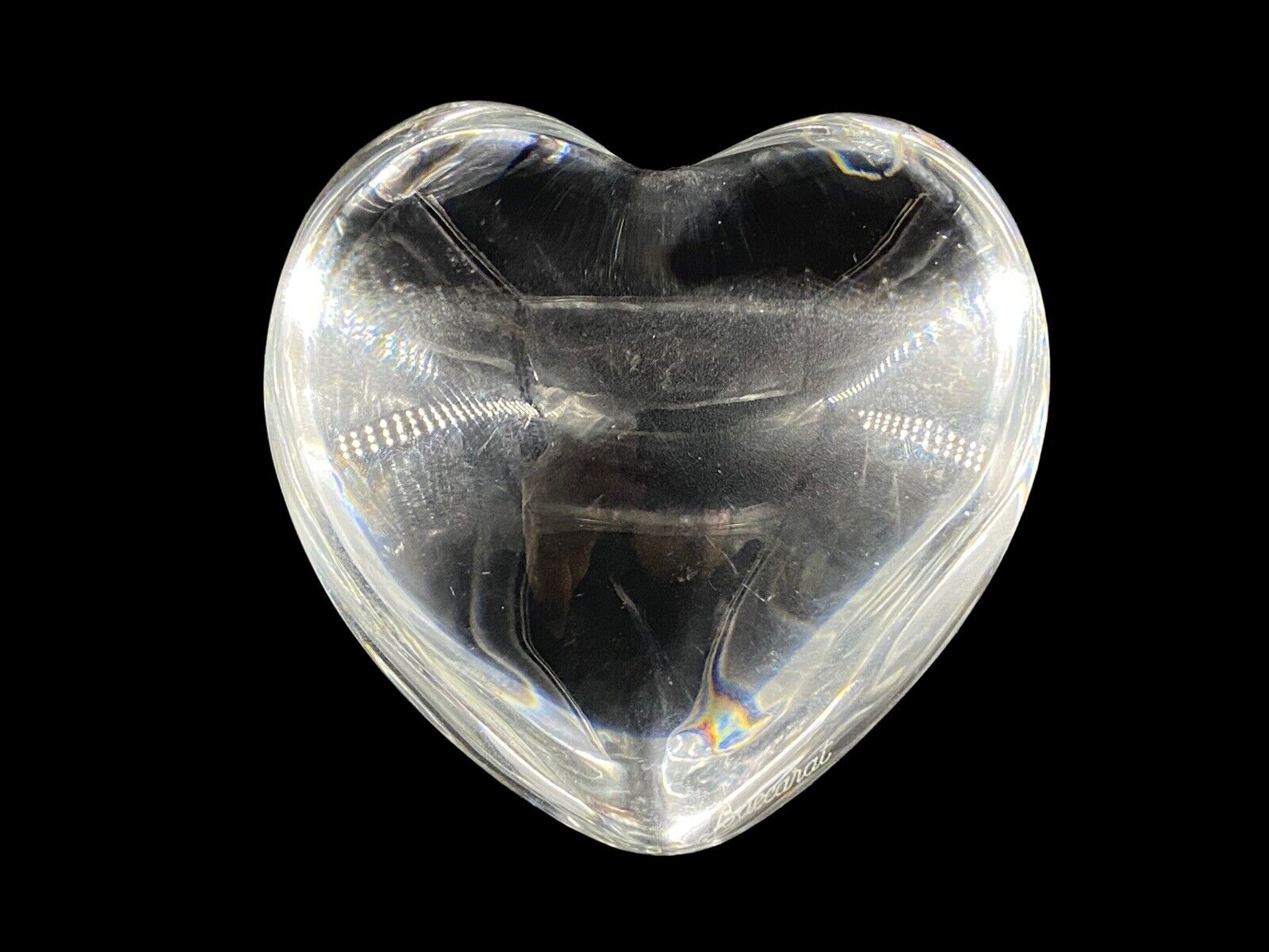 Vintage Signed Baccarat France Crystal Heart Paperweight