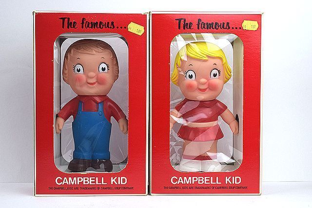 Dead NOS  70 s Campbell KID Campbell Kids Vintage Soft Vinyl TOY 2 Pieces Set