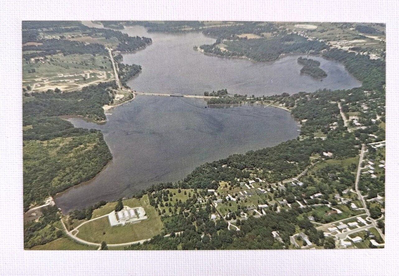 Danville, Illinois Vintage Postcard Air View Aerial Lake Vermilion