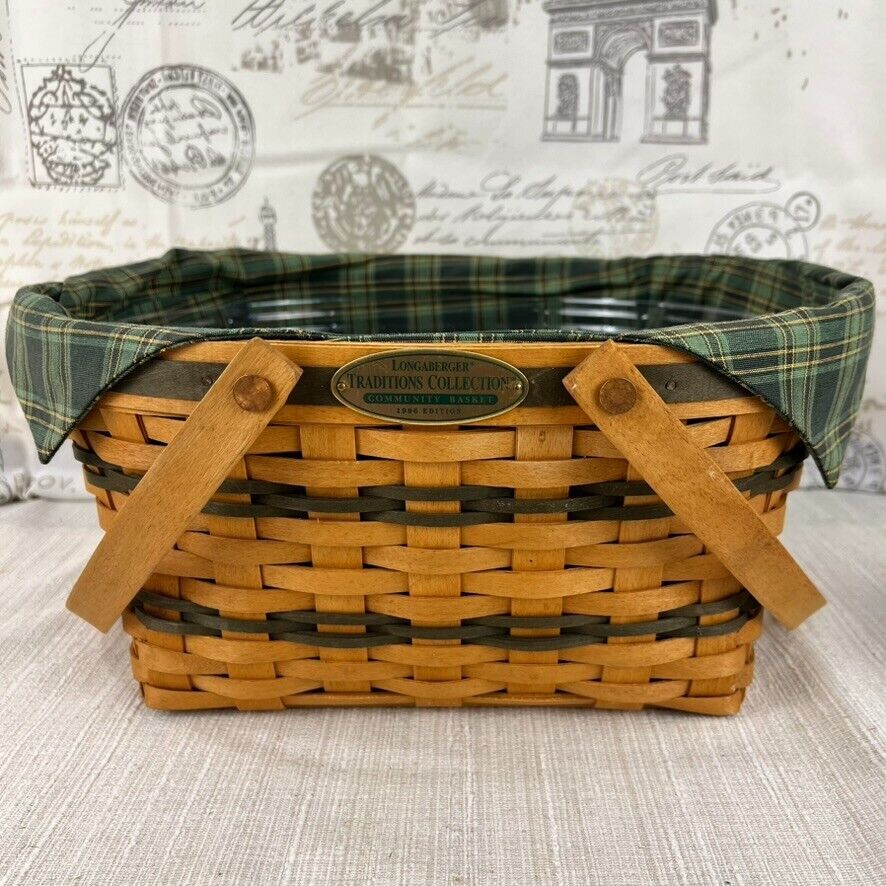 Longaberger 1996 Traditions Collection Community Basket with Liner + Protector