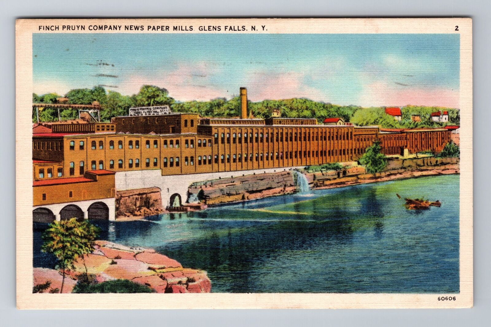 Glen Falls NY-New York, Finch Pruyn Co. News Paper Mills, Vintage c1944 Postcard