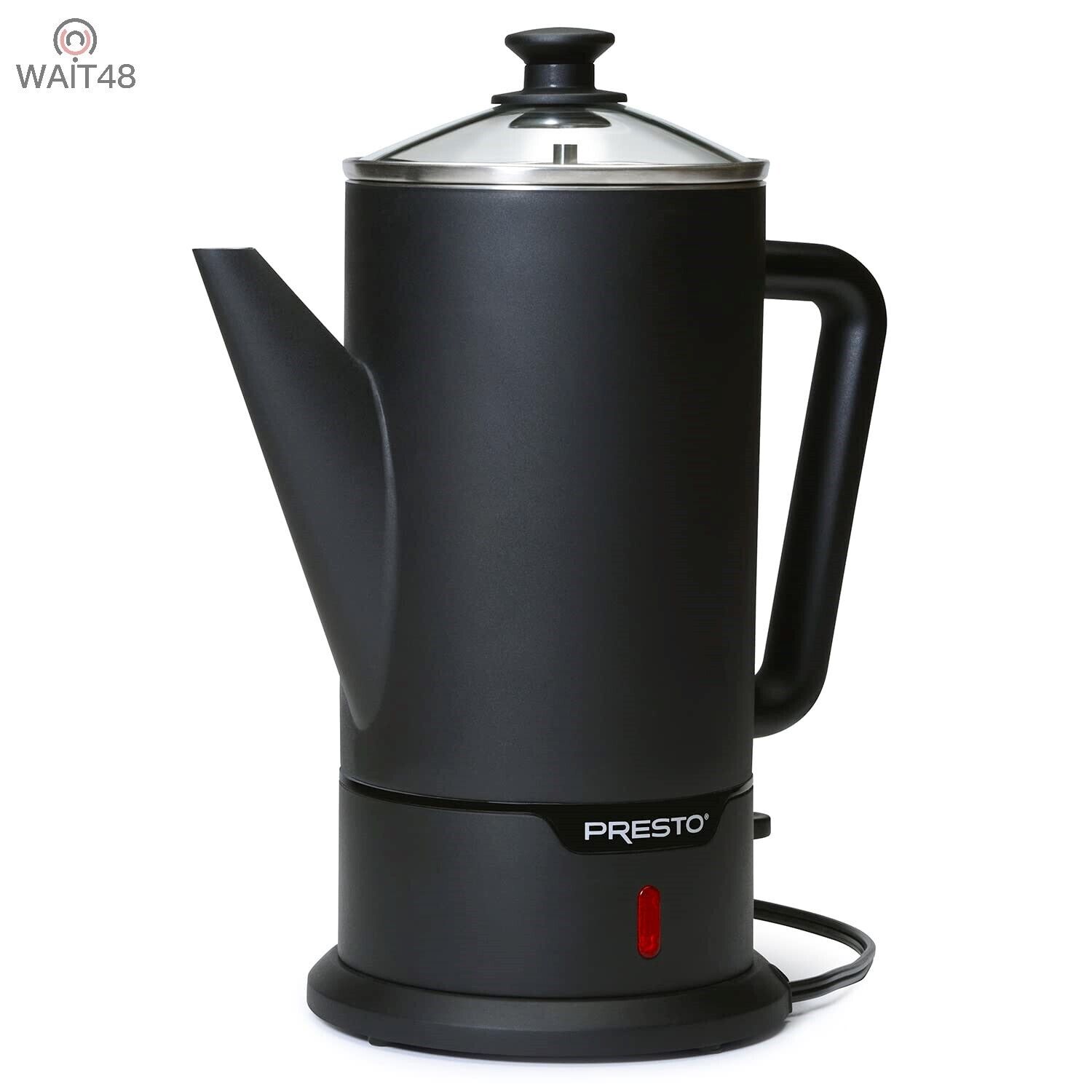 Presto 02815 12-Cup Cordless Coffee Percolator - Stainless Steel, Modern Design,