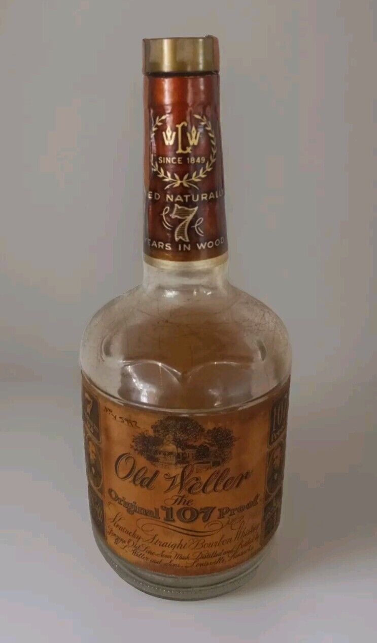 Old Weller 107 Original Barrel Gold Vein Glass Bottle — EMPTY BOTTLE ONLY
