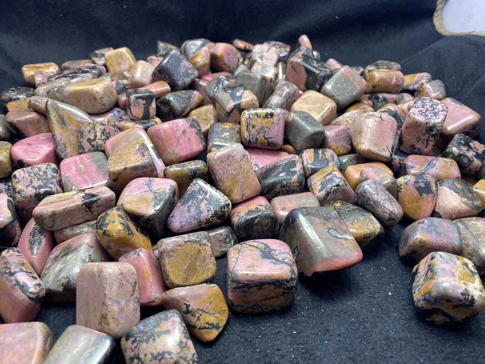 Grade AAA perfect Rhodonite tumbles free forms wholesale Bulk 10KGs lot Crystals