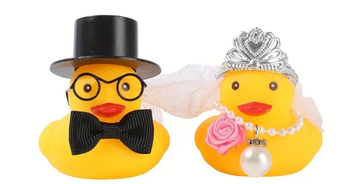Rubber Duck Dash Ornament, Collectible, Duck Duck Jeep, Bride & Groom Wedding