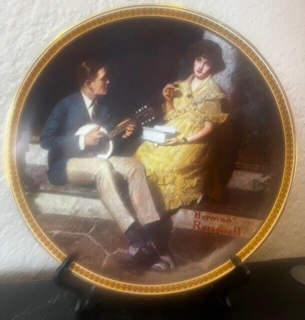 Vintage Norman Rockwell Pondering on the Porch Limited Edition Collector Plate