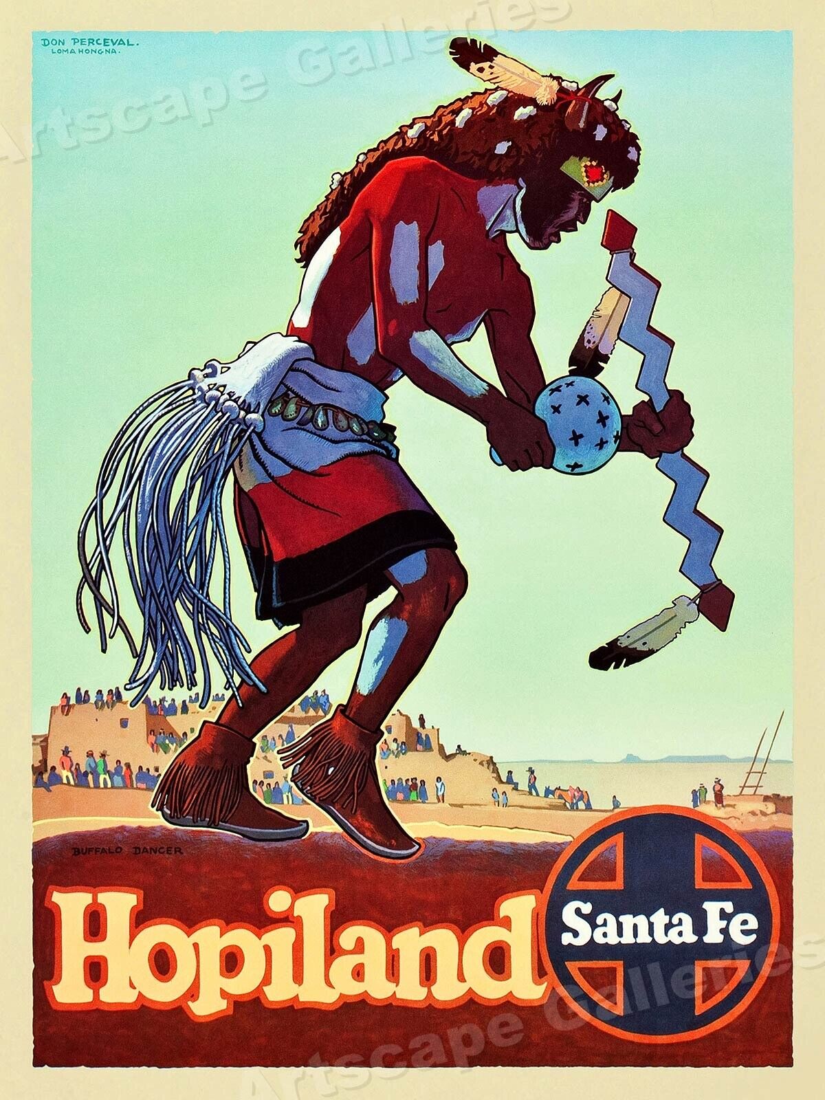 HopiLand 1949 Santa Fe Railroad Travel Poster - 24x32