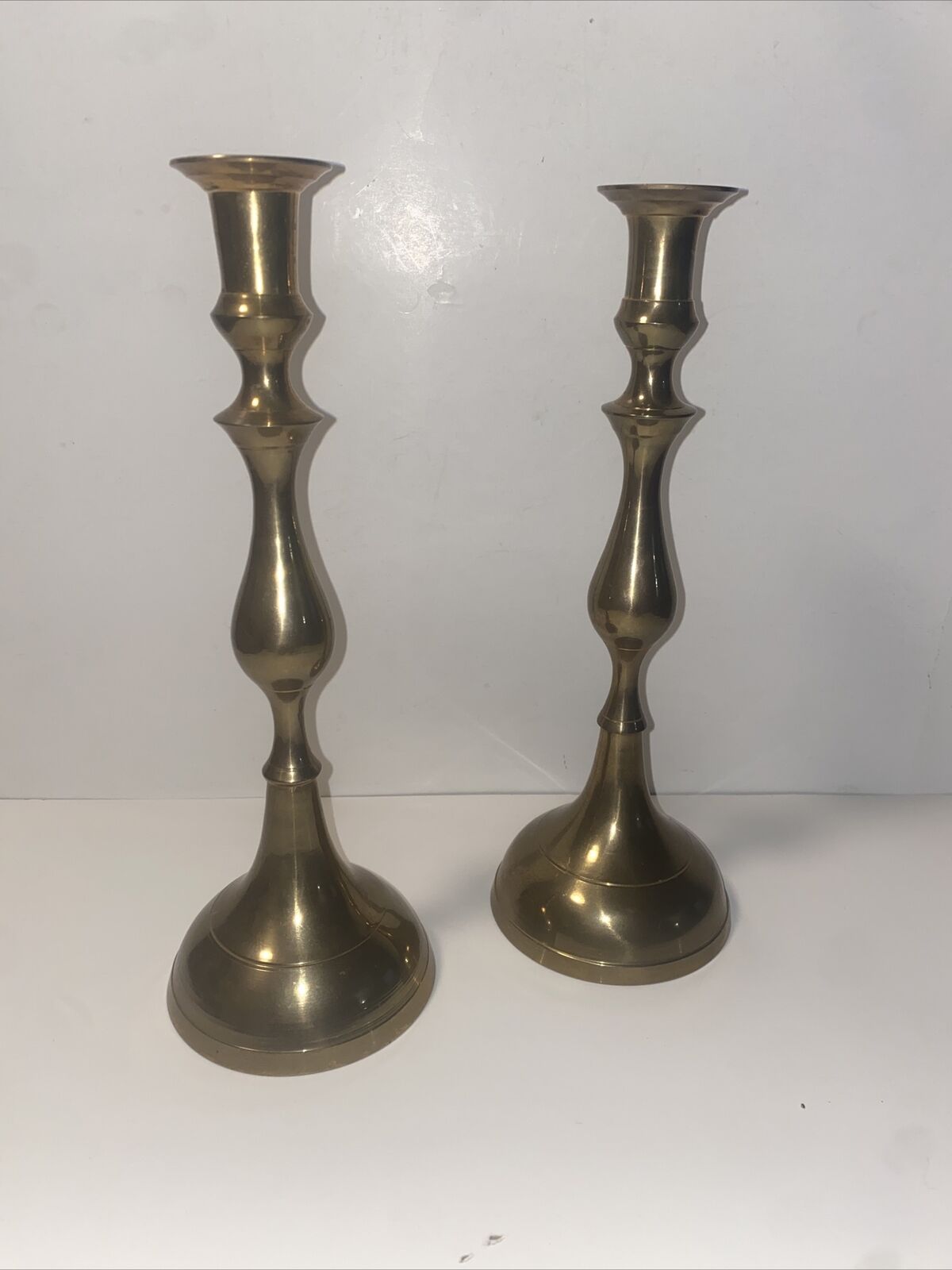 Vintage Pair of 11” Brass Candlesticks Holders Made in India