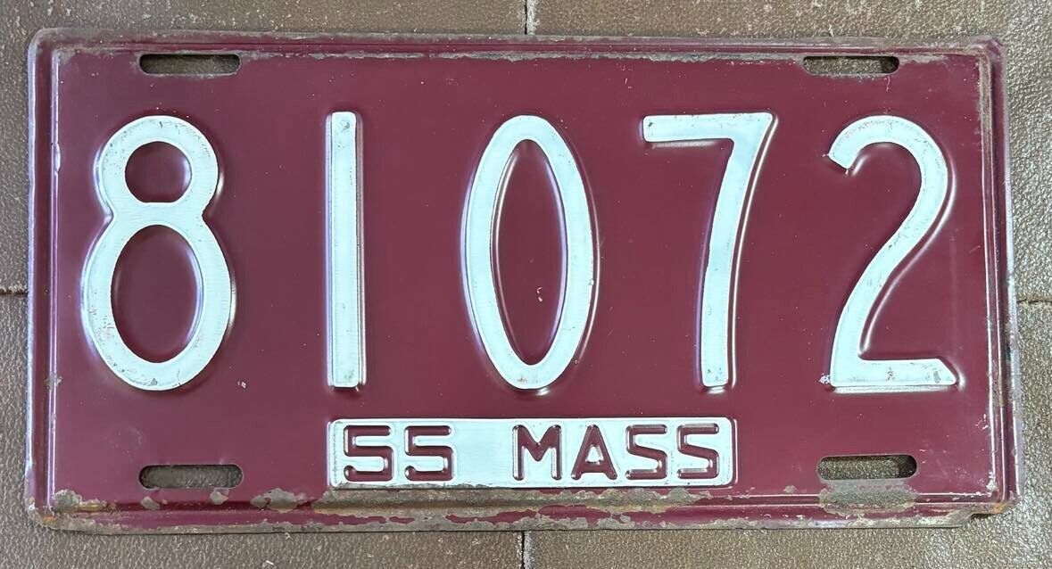 Massachusetts 1955 License Plate # 81072