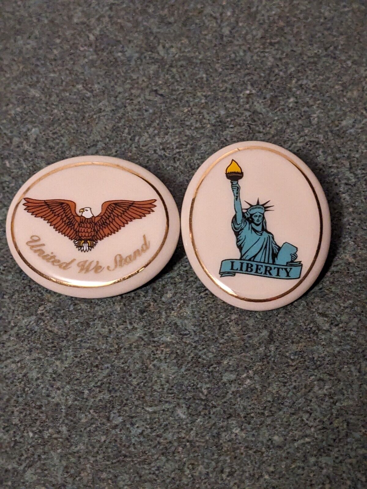 Lenox USA Pins Statue Of Liberty  Bald Eagle 1.25\