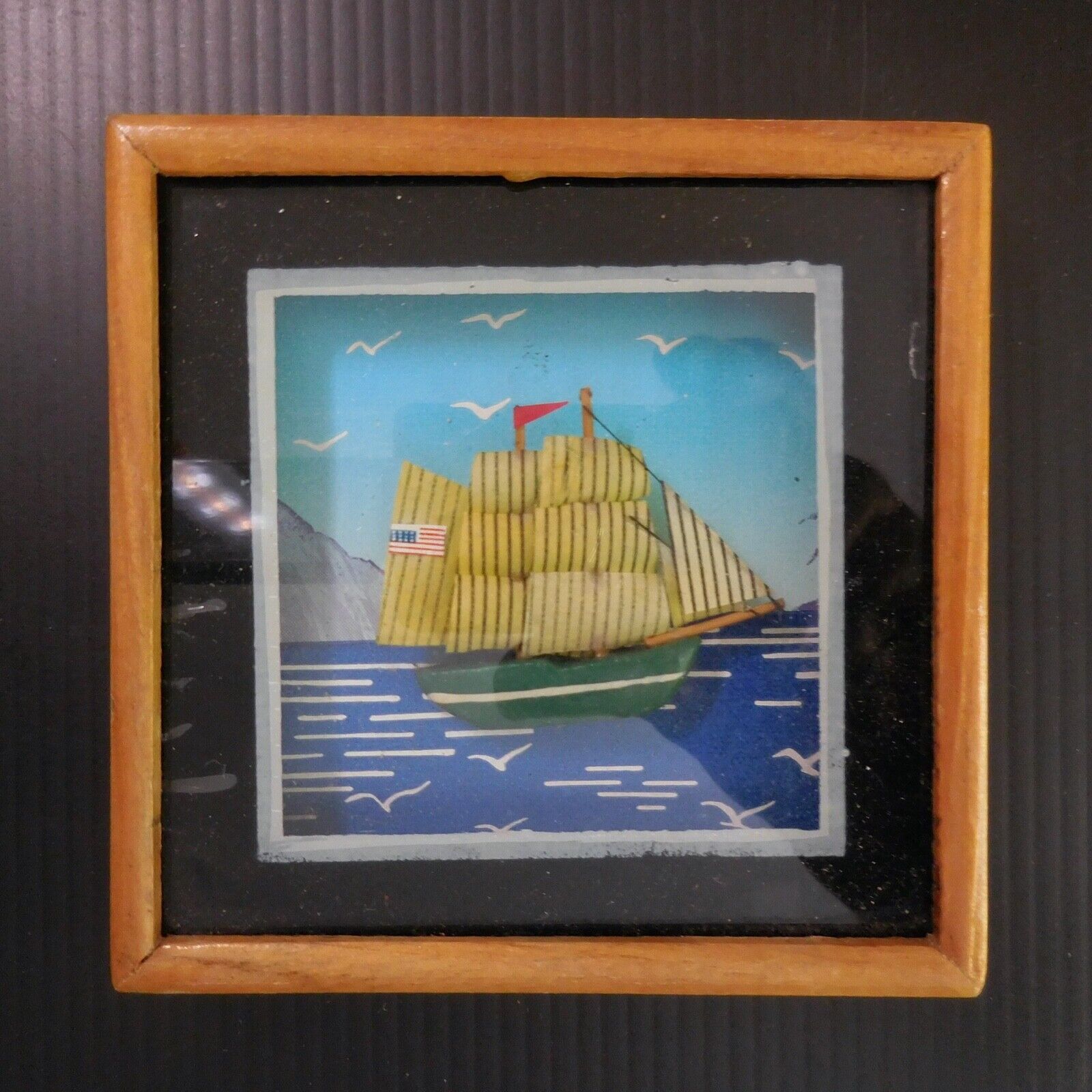 US Navy Sailboat Handmade Miniature Board Frame N5876