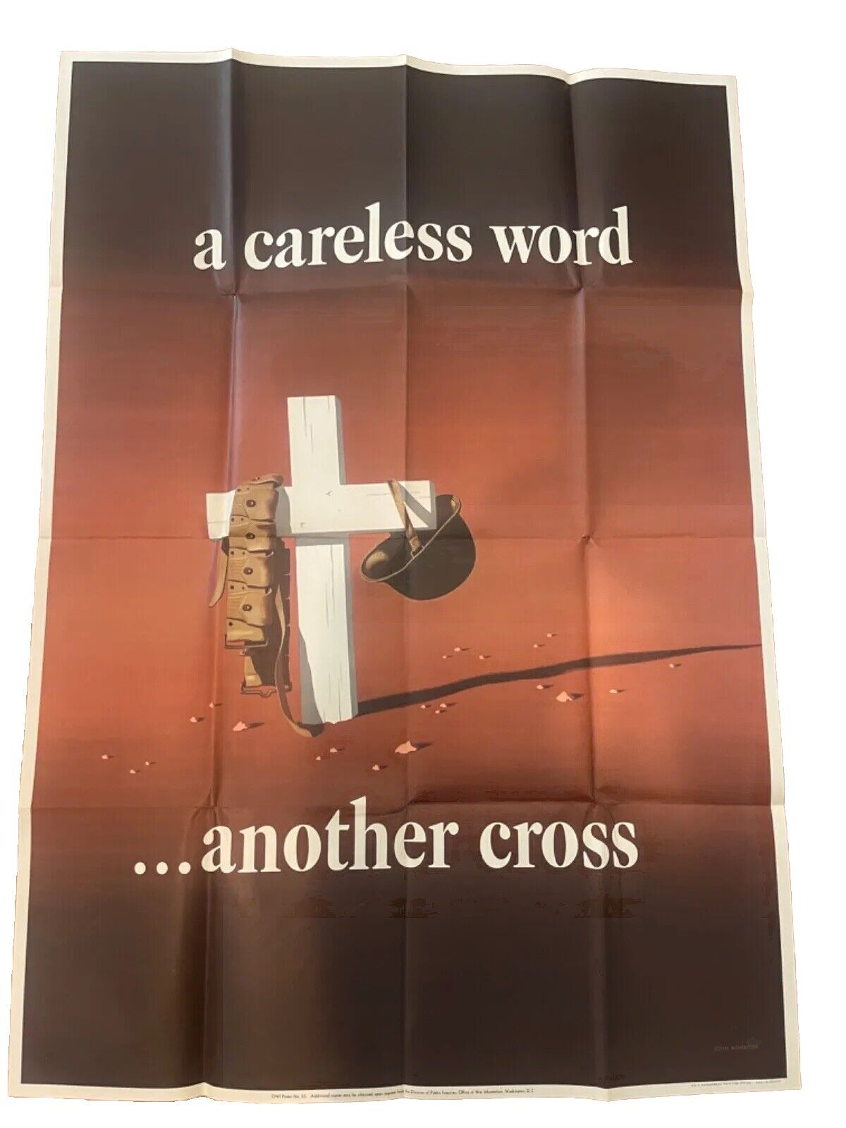 Original VTG WW2 A Careless Word Another Cross by John Atherton c1943 Poster