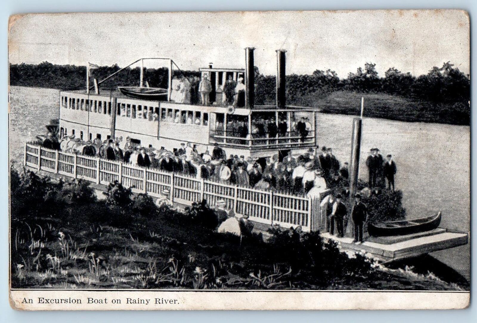 Zimmerman Minnesota MN Postcard An Excursion Boat On Rainy River 1911 Antique