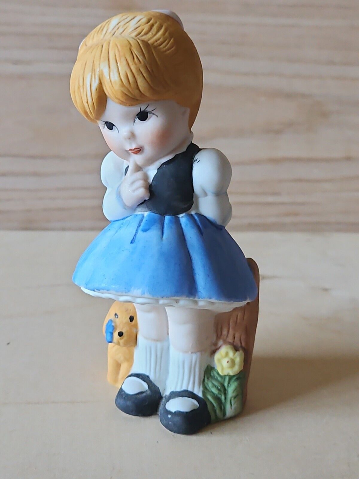 Little Girl Dog Figurine Sachet Jasco Taiwan Ceramic Porcelain Hand Painted 