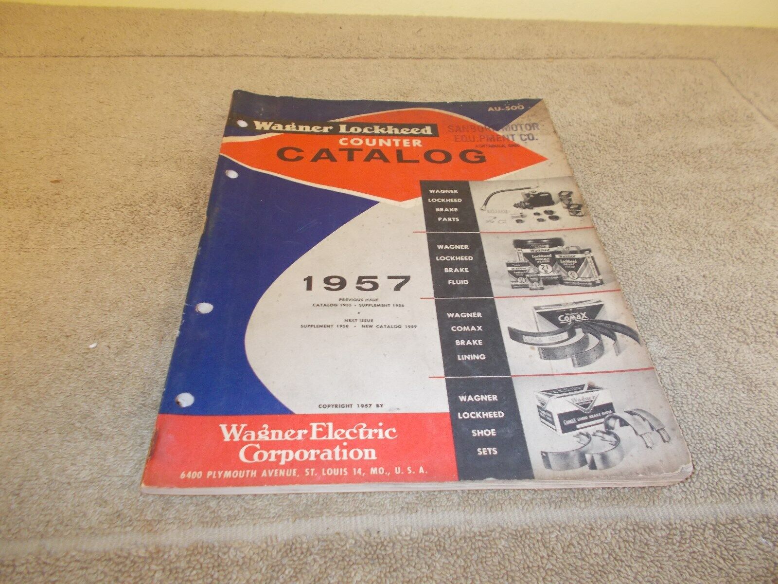 VINTAGE 1957 ORIGINAL WAGNER LOCKHEED CATALOG BRAKE PARTS 108 pgs. SHOES FLUID 
