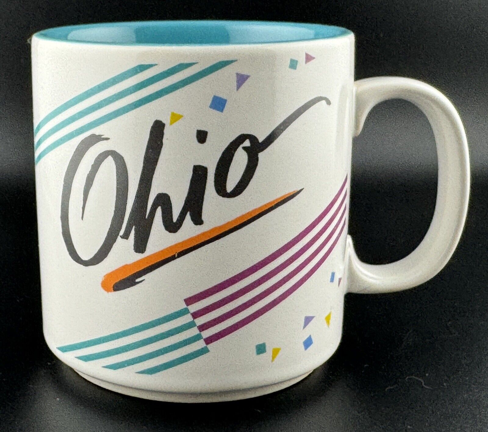 Vintage Ohio Souvenir Mug By Papel Retro Graphics Teal Inside