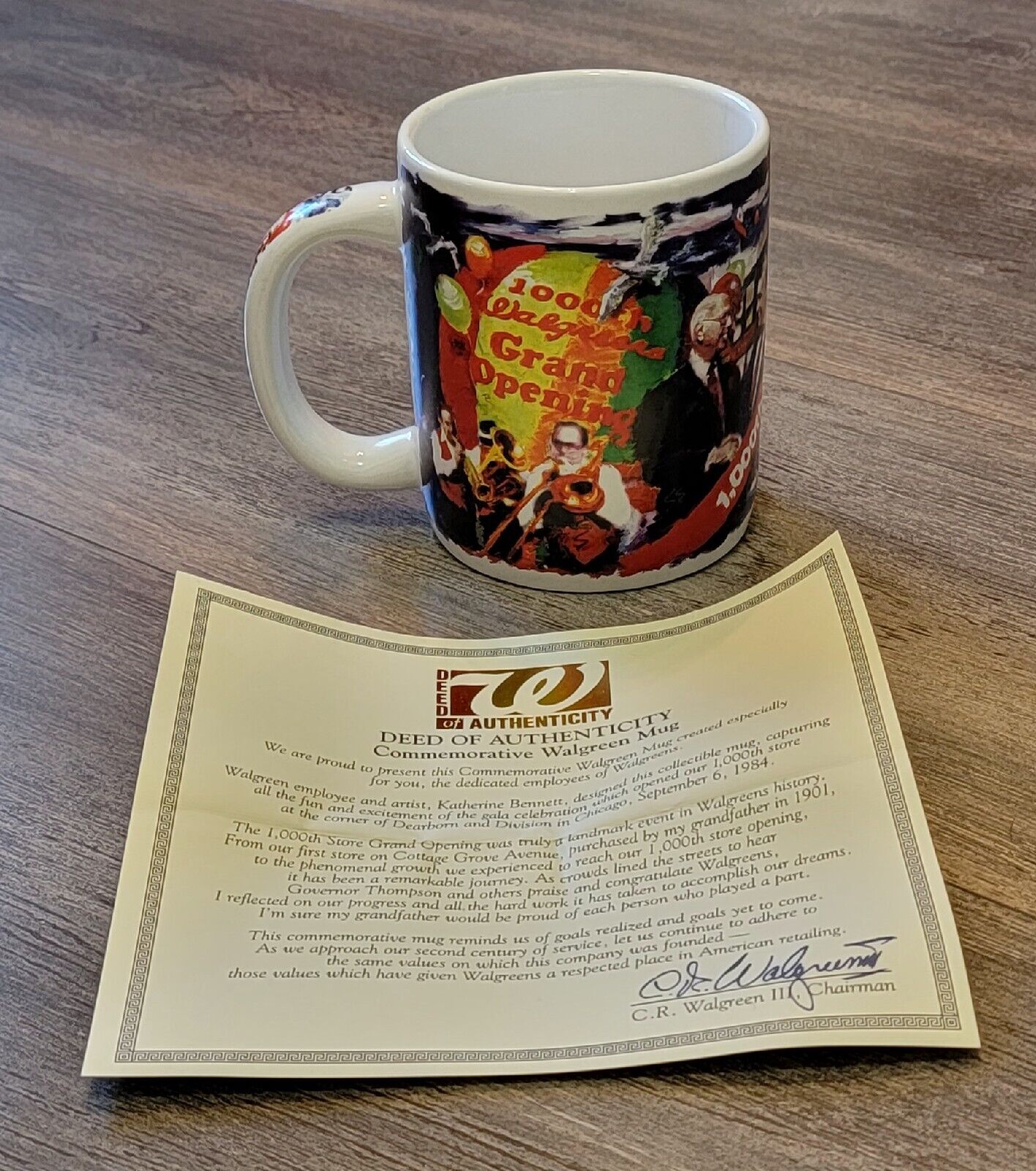 Vintage Walgreens 1000th Store Coffee Cup Mug Artist Design Certificate Genuine