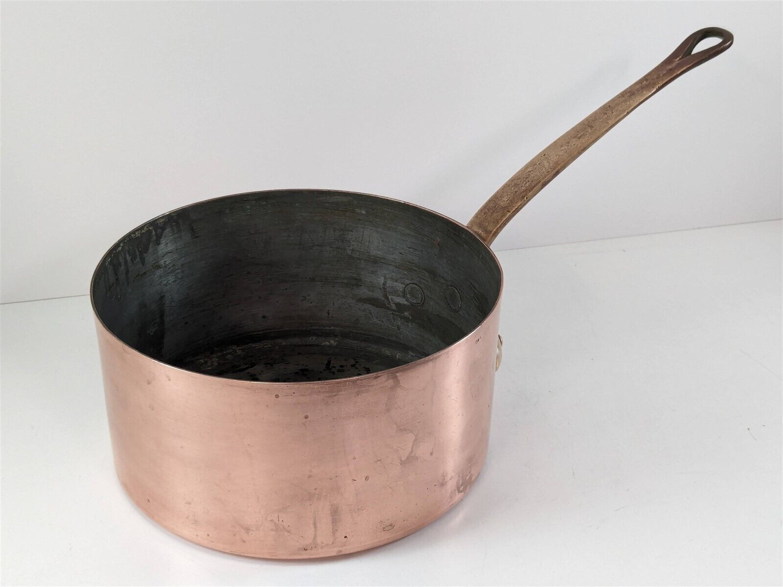Old French Copper 4 Quart 22cm Saucepan Stockpot Brass Handle \