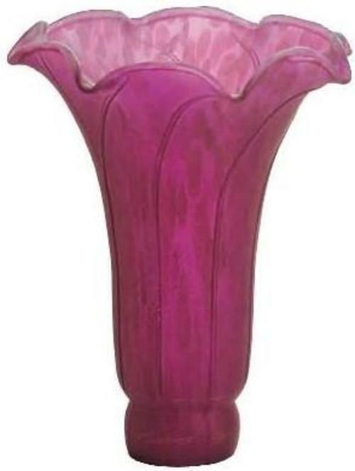 Tulip Lily Flower Glass Lamp Shade by Terra Cottage - Plum Purple - 1.5\