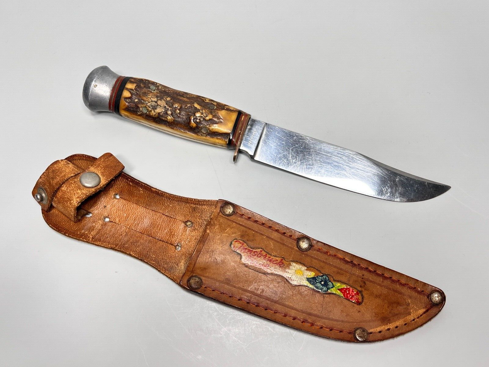 1940's German E.R.N. Solingen Hunting Knife Hiking Tourist Steel Blade Scabbard