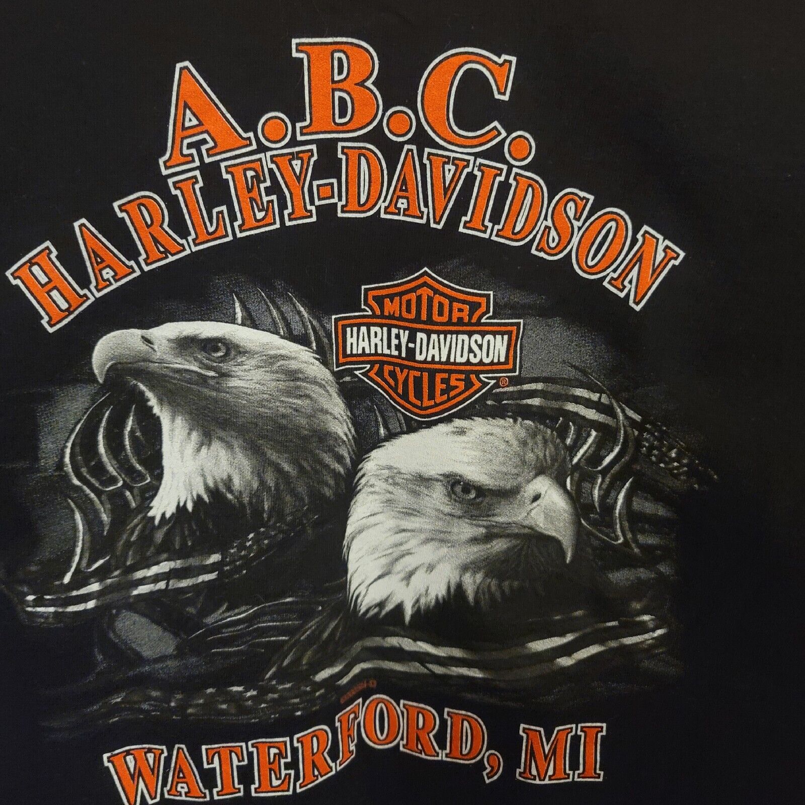 Harley Davidson Black Eagle T Shirt Size Large Waterford, MI