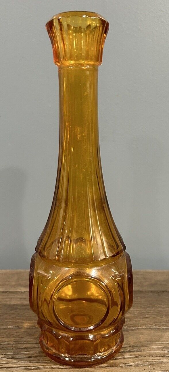 Vintage Wheaton Amber Glass Bud Vase 9\