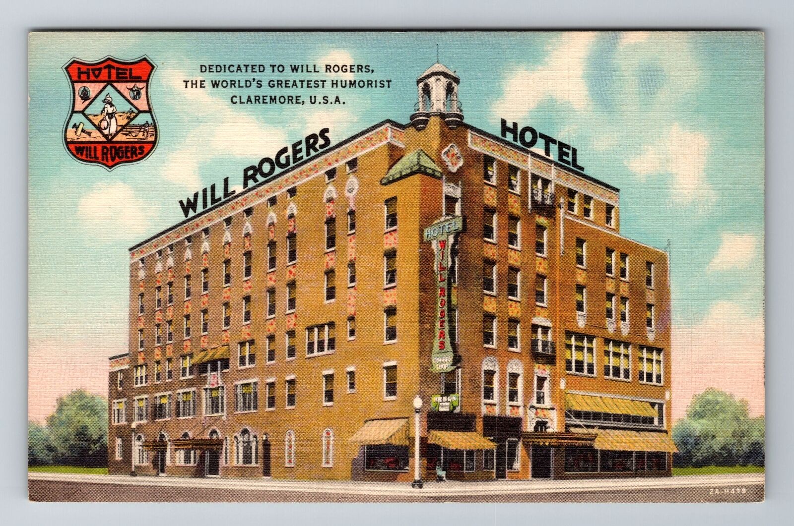 Claremore AR-Arkansas, Hotel Will Rogers, Advertising, Vintage Souvenir Postcard