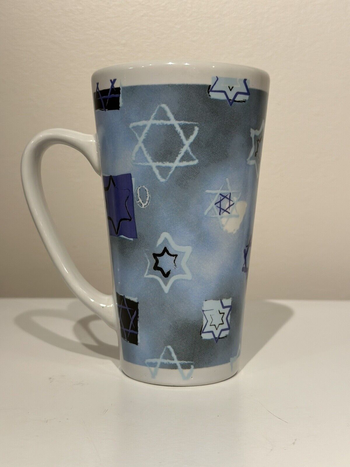 Four Star Stoneware Star of David  Jewish Hanukkah Holiday Blue Coffee Mug