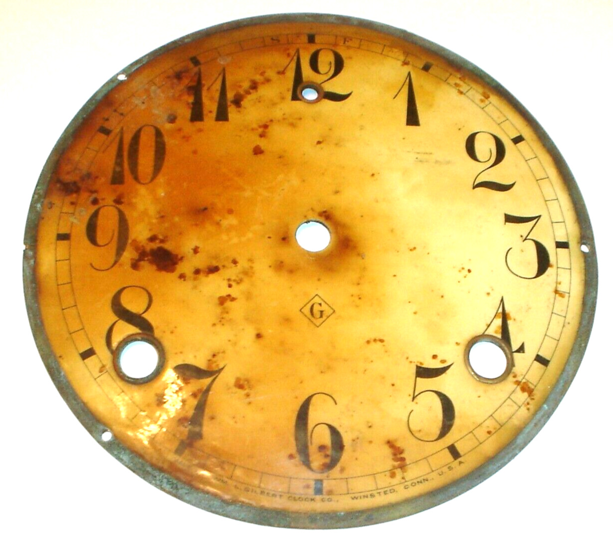 Antique Wm. L. Gilbert Mantel Clock Dial / Face Pan Part (No Glass Door) D6