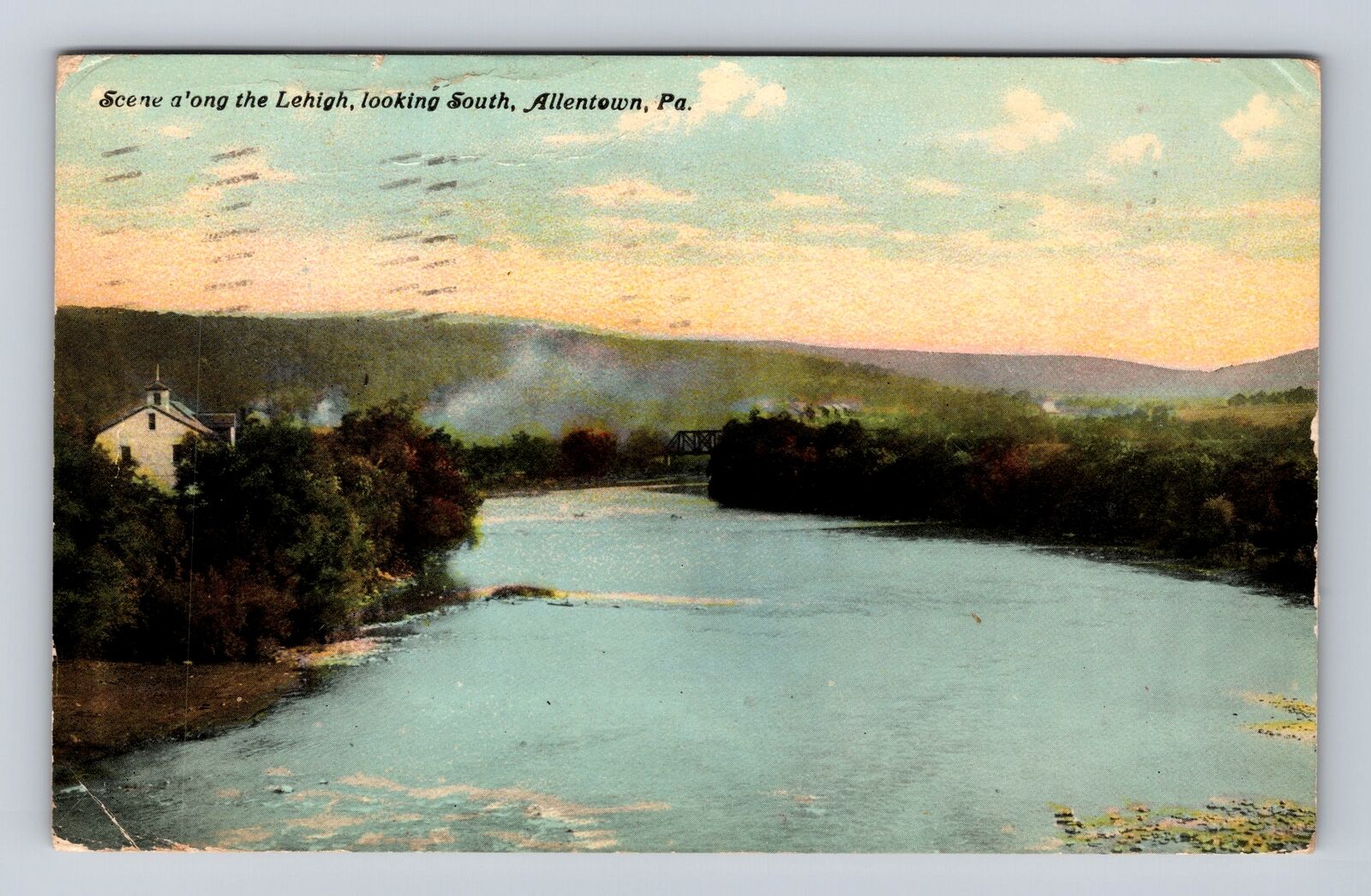 Allentown PA-Pennsylvania, Scenic View along Lehigh Creek Vintage c1912 Postcard