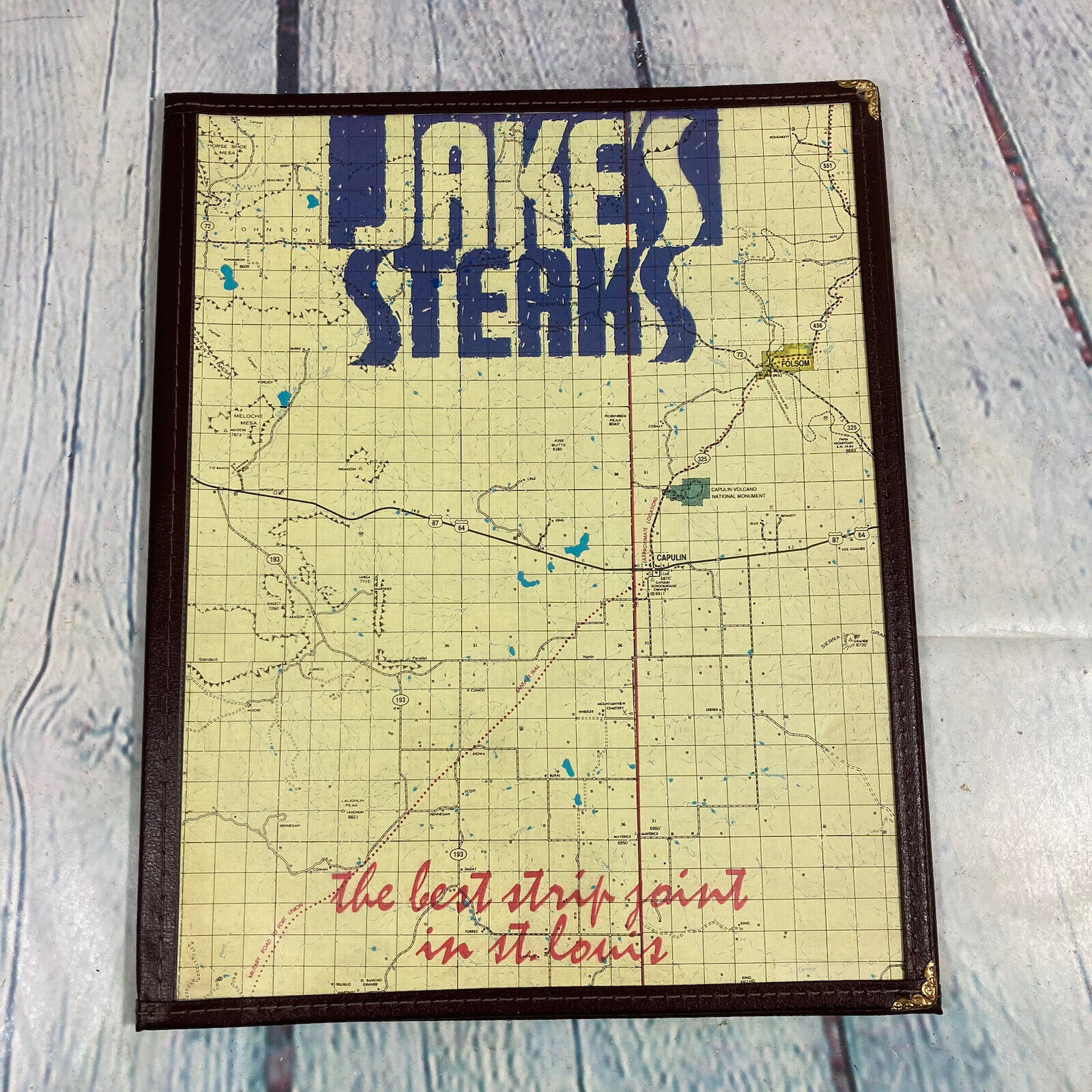Vintage Jake's Steaks Restaurant Menu with Plastic Holder St. Louis MO
