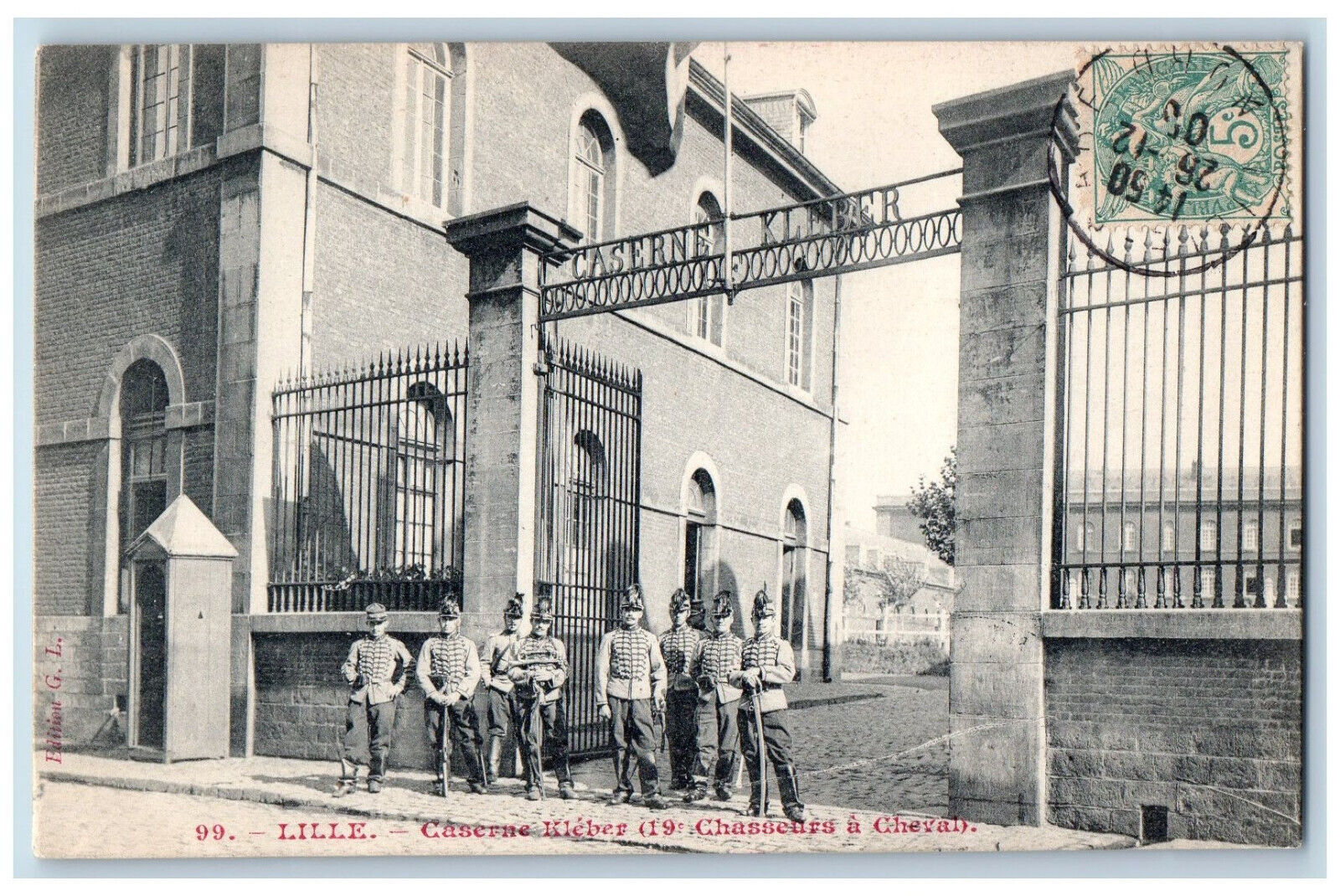 Lille Nord France Postcard Kleber Barracks 19 Horse Hunters c1910 Antique