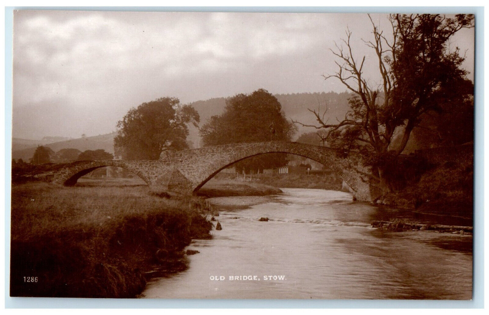 1925 Old Bridge for Pack-Horses Stow Scotland Vintage RPPC Photo Postcard
