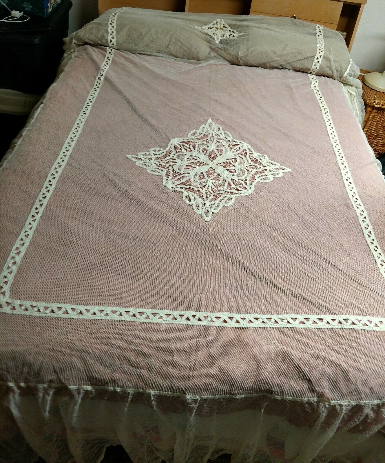 Vintage 3 Piece Full Size Bedspread From A Madame\'s Bed