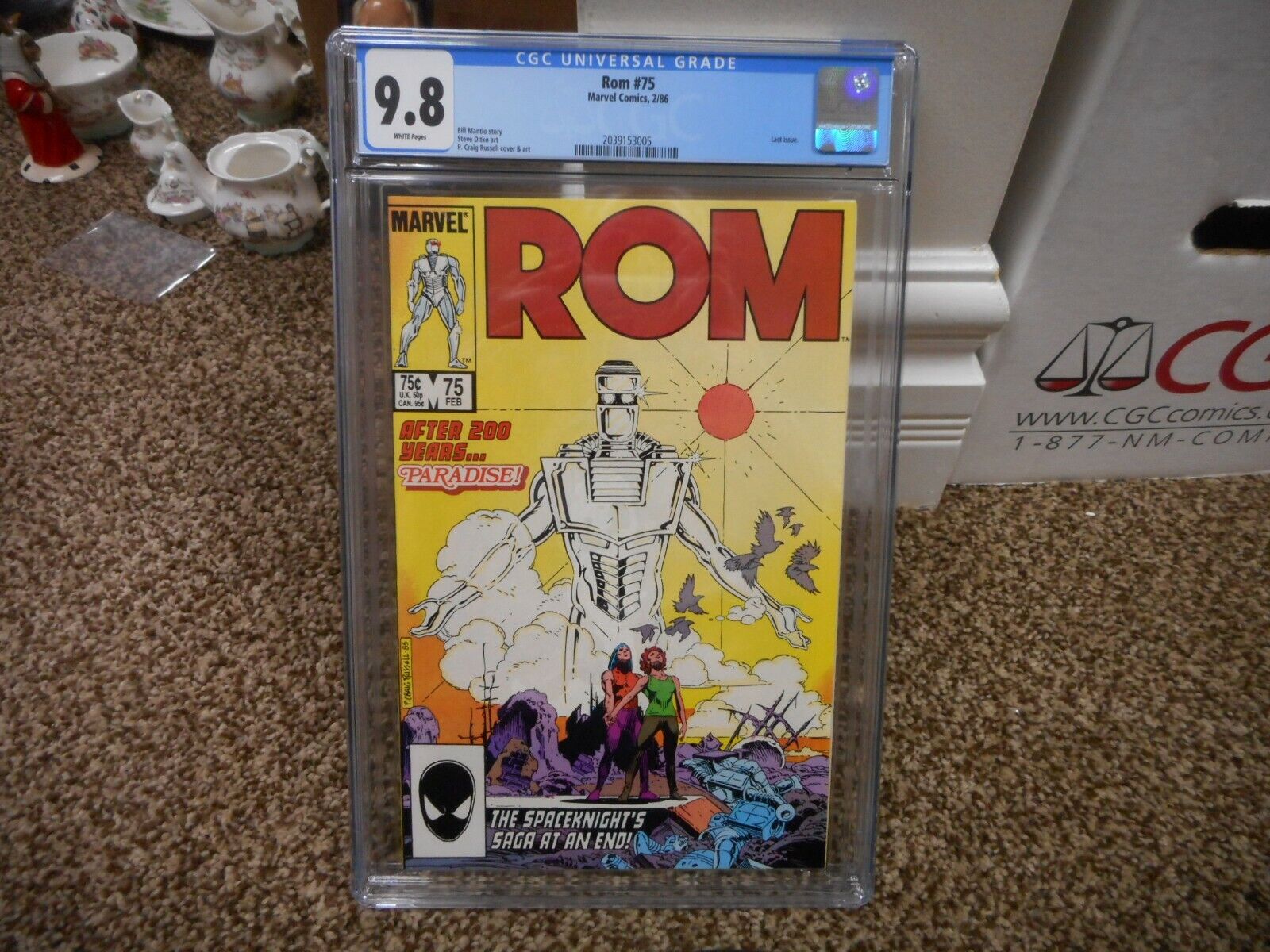 Rom 75 cgc 9.8 Marvel 1986 LAST ISSUE MINT WHITE pgs movie TV 1st print the end