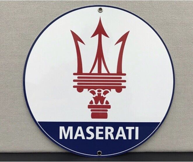 Vintage Reproduction Maserati Racing Advertising Green Garage Sign