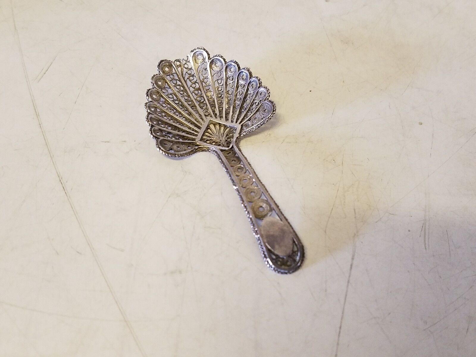 Antique Georgian Silver plate Filigree Caddy Spoon