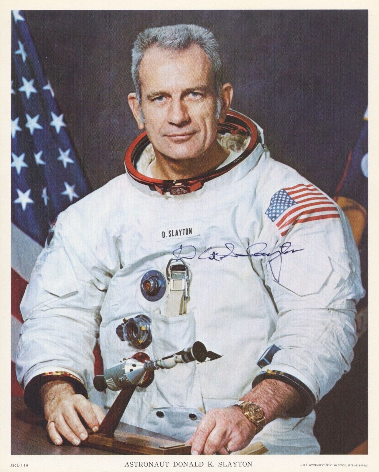 DONALD DEKE SLAYTON Autographed Inscribed Signed NASA Color Photograph Mercury