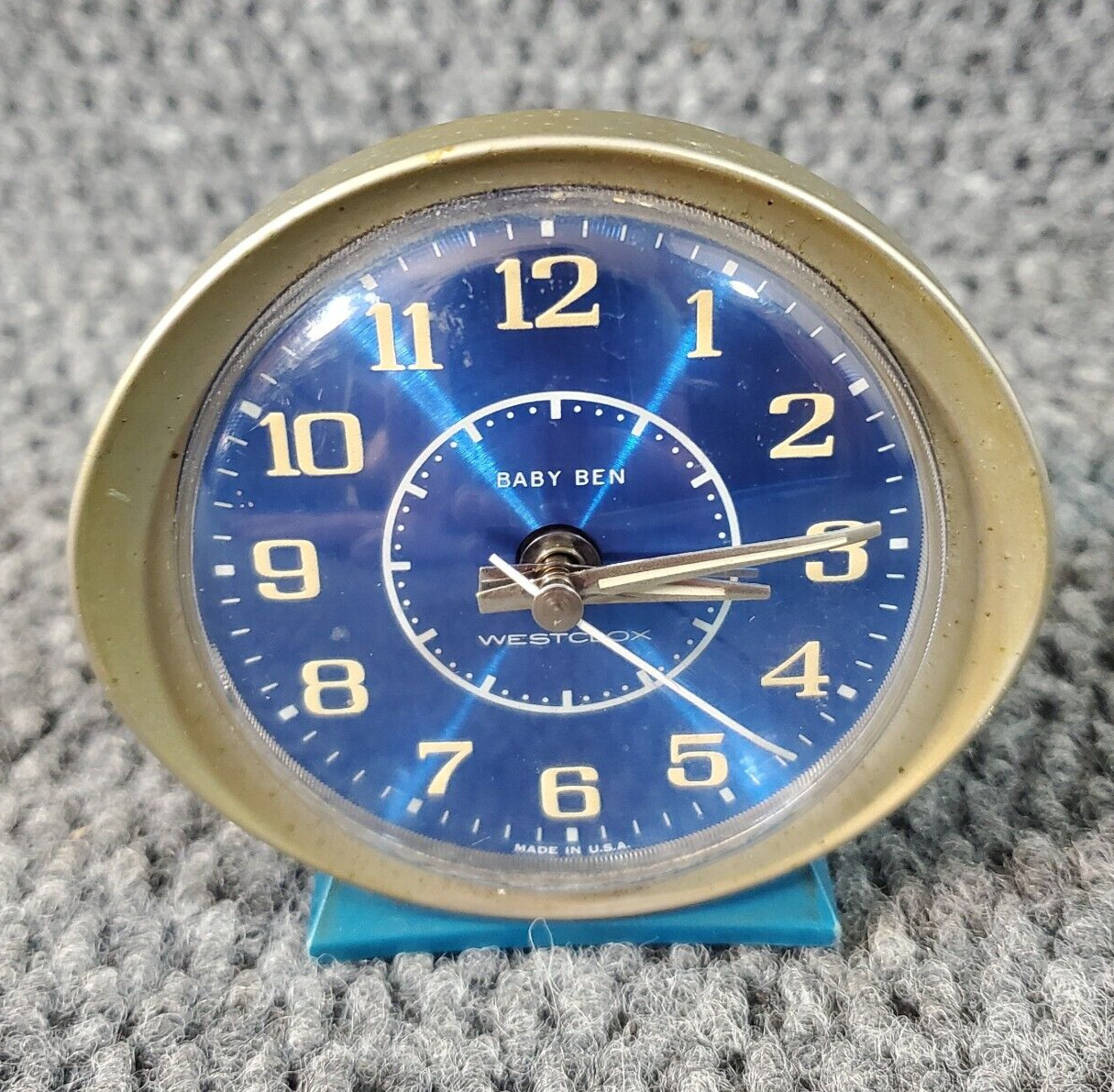 Vintage BABY BEN Westclox Alarm Clock Model 11066 Blue Wind Up